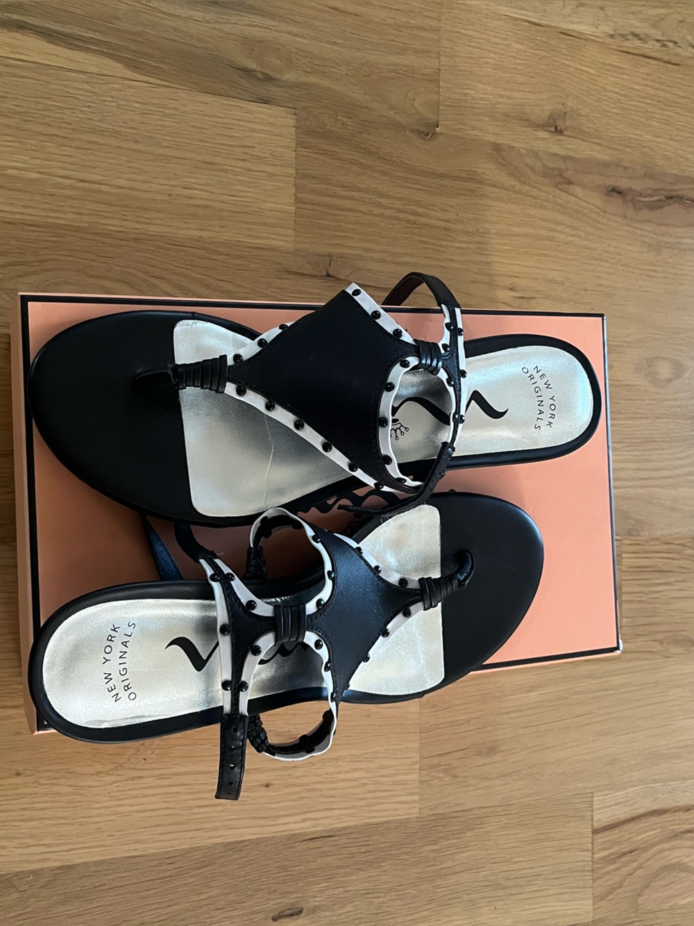 Nina Black Studded Leather Sandals